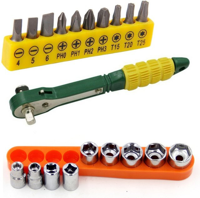 Vibratite Mini 1/4 Zoll Schnellratschenschlüssel mit Bits T10 T20 T25 in Multicolour - Bild 1