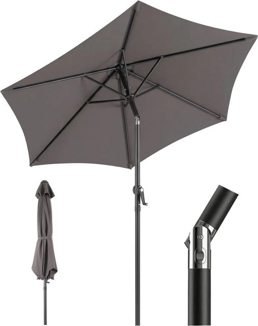 Sekey Marktschirm Grau Rund mit Kurbel und Knickfunktion, Durchmesser: 200 cm - Bild 1