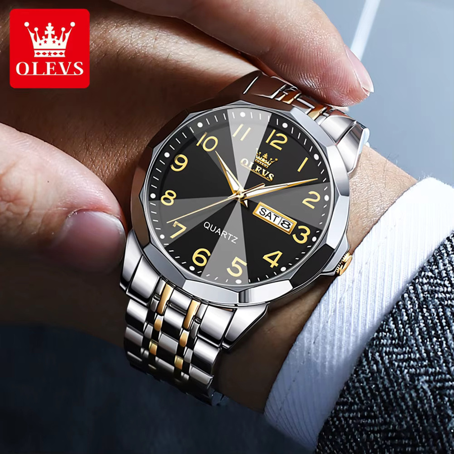 OLEVS Armbanduhr Edelstahl, Quarz, Gold, Herren - Bild 2