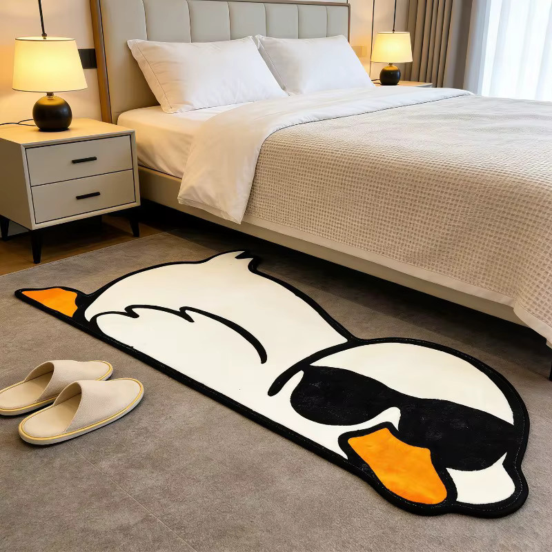 VIKAMA Teppich mit gelbem Enten-Print und Sonnenbrillen-Motiv in Gelb und Weiß für Schlafzimmer und Kinderzimmer - Bild 3