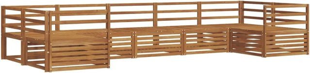 vidaXL Sofagarnitur aus Massivholz Akazie in Braun, 7-teiliges L-Shape Ecksofa Set - Bild 1