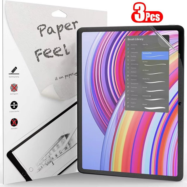 3er-Pack Papierähnliche Displayschutzfolie für Xiaomi Pad 6S Pro 12,4 Zoll, Pad 6, Pad 5 Pro 11 Zoll und Redmi Pad SE 8,7 Zoll, Matte Schutzfolie ohne Glas, Transparent - Bild 1
