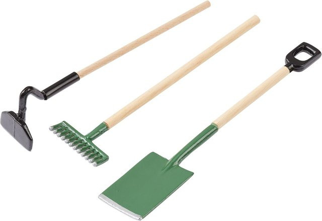 HobbyFun Miniatur Gartenwerkzeug Set aus Holz und Metall für ganzjähriges Hobby - Bild 1