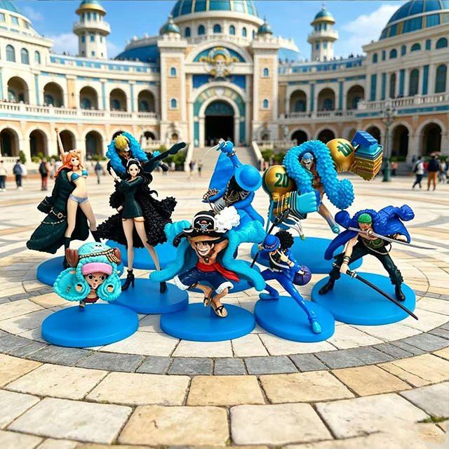 Bandai One Piece Actionfigur, Luffy Nami Robin Zorro, Blau, Bunt / Mehrfarbig - Bild 1