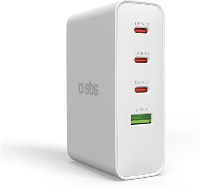 SBS Universal-Reise-Ladegerät-Adapter 100W mit USB-C und USB-A in Weiß - Bild 1