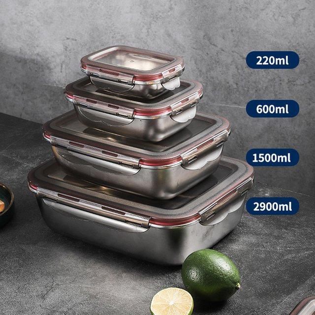 Auslaufsichere Lunchbox aus 304 Edelstahl in Silber für Reise und Haushalt - Bild 1