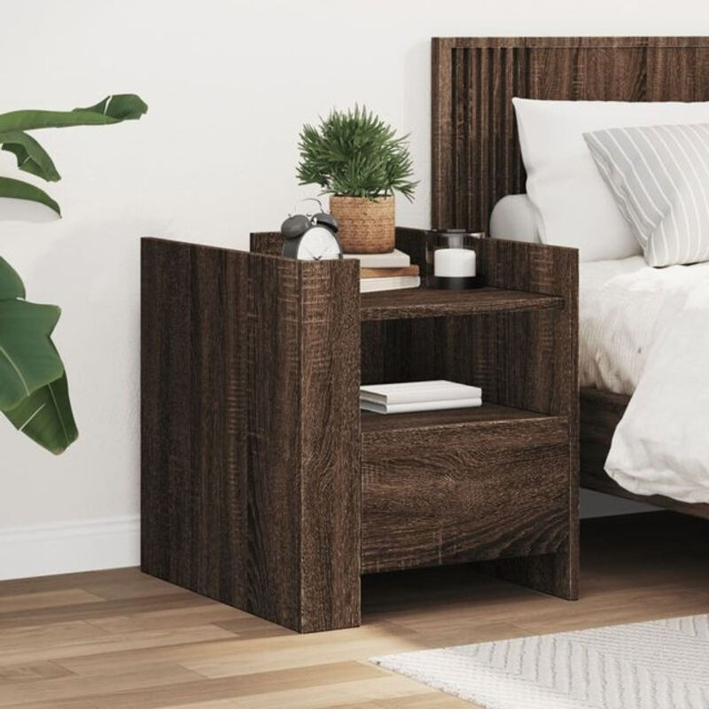 Nachttisch von Vidaxl in Braun in Eichen-Optik aus Holzwerkstoff, B/T/H: 45 x 50 x 50 cm - Bild 1