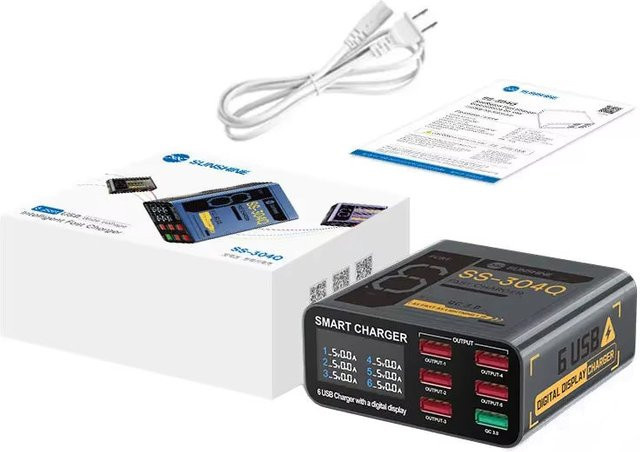 Sunshine Ladestation SS-304Q in Grau mit 30W, 3.5A und 6 x USB-A Anschlüssen - Bild 1
