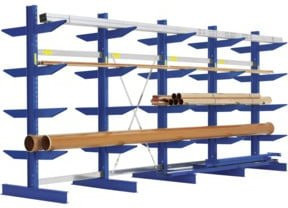 Bito Kragarmregal Set NT600 IPE140 TypS, Farbe: Enzianblau, H: 250 cm, L: 431,6 cm, T: 134 cm, 5 Ständer, doppelseitig - Bild 1