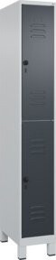 C+P Doppelstock-Spind Classic PLUS mit Füßen, 1 Abteil, Grau/Anthrazit, H x B x T: 195 x 30 x 50 cm - Bild 1