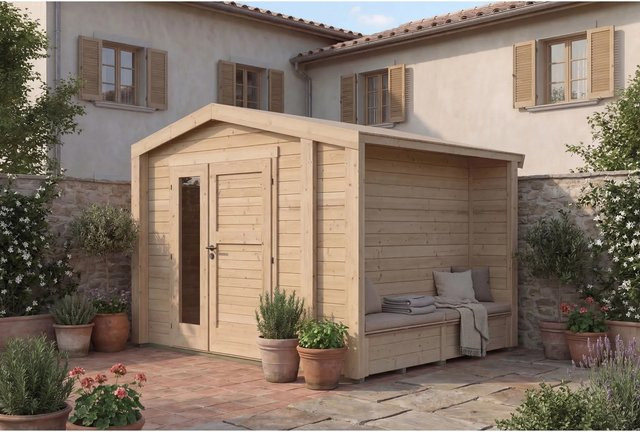 Weka Holz-Gartenhaus Killarney mit Satteldach in Braun, B: 311 cm, T: 263 cm, H: 241 cm - Bild 1
