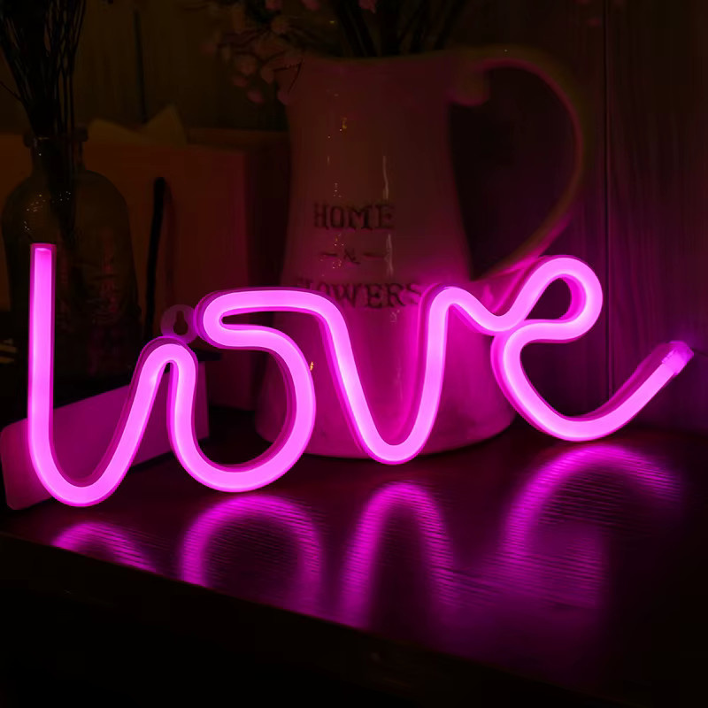 Phantasy Star LOVE Neonlicht in Pink als moderne LED Wanddekoration mit USB- und Batteriebetrieb - Bild 2