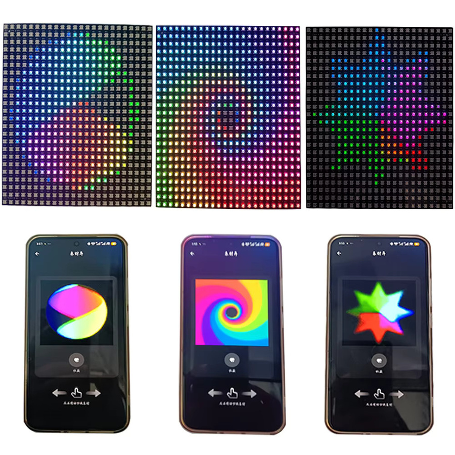 FUNZENXIN Programmierbares Graffiti LED-Matrix-Panel mit unabhängiger Adressierung, Vollfarb WS2812 RGB Digital Pixel Display, Multicolor - Bild 3