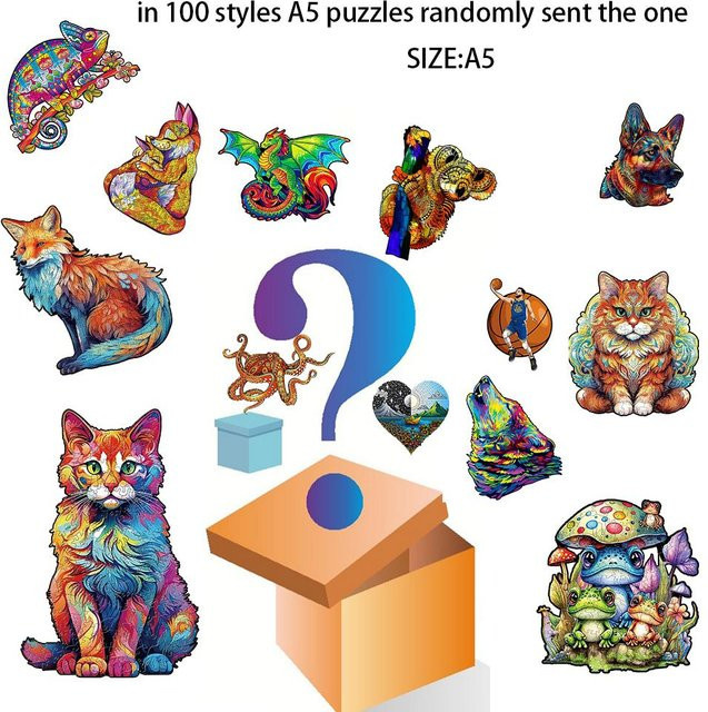 Yiran toy 3D Pilzdorf Puzzle, Tiere, Holz, Blau, ab 7 Jahren - Bild 1