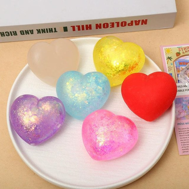 BC Pet Supplies Liebesherz Knetspielzeug, mit Glitzerpulver, weicher TPR Dekompressions-Stressball - Bild 1