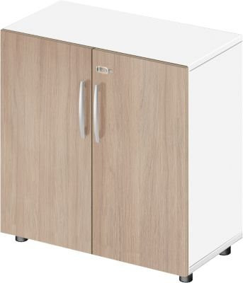 Schäfer Shop Select Schrank LOGIN in Weiß/Eiche mit Schloss, 2 Ordnerhöhen, B/T/H: 80 x 42 x 78,8 cm - Bild 1