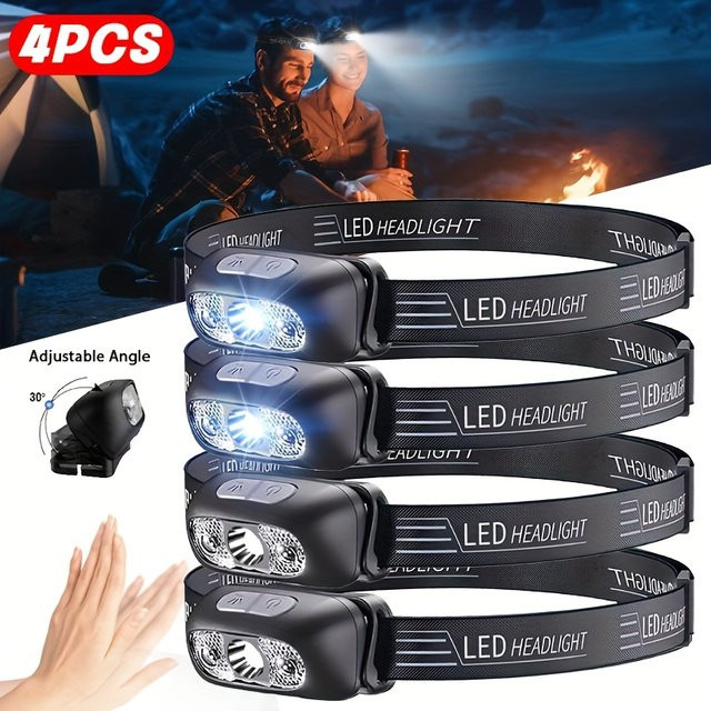 BALDR LED-Stirnlampe mit Bewegungssensor und COB-Technologie, dimmbar und USB-aufladbar, Schwarz - Bild 1