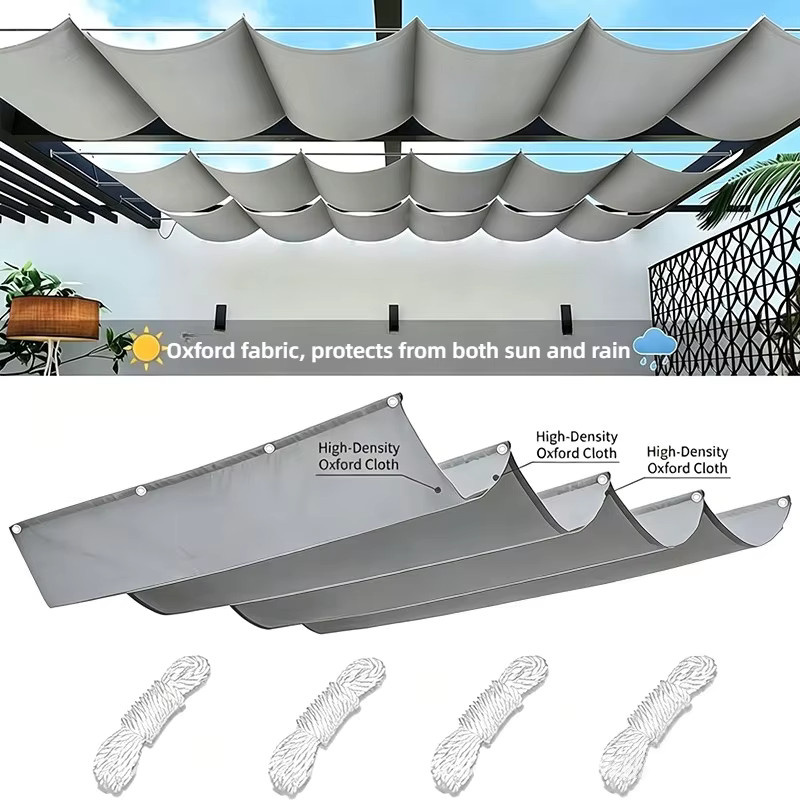 Multifunktionales Sonnensegel aus Polyester in Grün, wasserdichtes und UV-beständiges Pergola-Vordach als einziehbarer Sonnenschutz für den Außenbereich - Bild 2