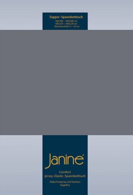 Janine Topper Spannbetttuch Elastic Jersey aus Baumwolle in Grau, 180 x 200 cm - Bild 1