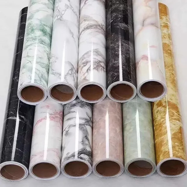 Kontakt Chemie selbstklebende Vinyl Tapete in Marmor-Optik, wasserdicht und hitzebeständig, Farbe: Weiß/Mehrfarbig - Bild 1