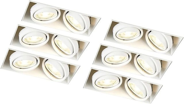 QAZQA Set mit 6 EinbauSpots Weiß GU10 schwenkbar und dimmbar, randlose Deckenstrahler für Wohnzimmer, Schlafzimmer und Küche - Bild 1
