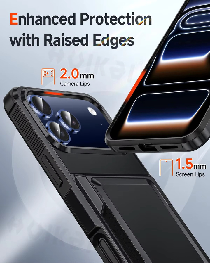 Huikai Brieftaschen-Hülle für iPhone 17 Pro Max 16 Pro Max 15 14 13 12 mit Kreditkartenhalter und stoßfestem Schutz in Schwarz oder Blau - Bild 3