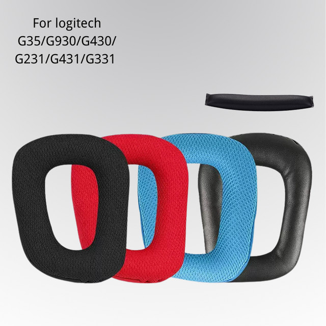 2er-Set Ohrpolster in Grau für Logitech G35 G430 G432 G332 G930 F450 Kopfhörer - Bild 1