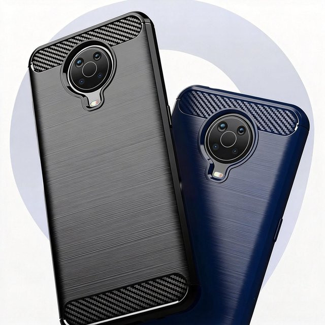 Stoßfeste Silikon Schutzhülle mit Carbon-Faser-Optik für Nokia G10 und Nokia G20 in Schwarz und Blau von panbon - Bild 1