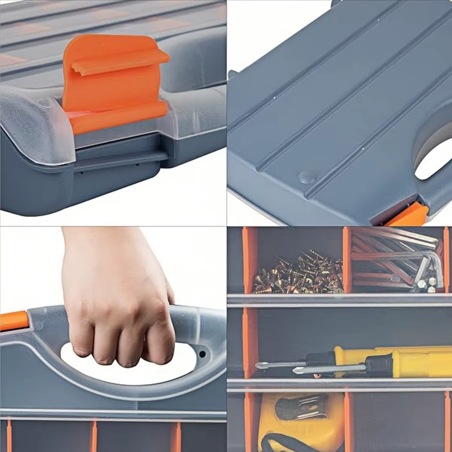 FNICEL Mehrzweck-Werkstatt-Organizer Set mit 12 Behältern, Schwarz-Orange, mit abnehmbaren Trennwänden und Tragegriff für Schrauben und Zubehör - Bild 5