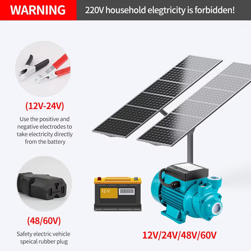 DWiusty QB60 Hochdruck-Wasserpumpe mit Bürstenmotor, 180W Leistung, selbstansaugende Solarbatteriepumpe für DC 12V/24V/48V - Bild 3