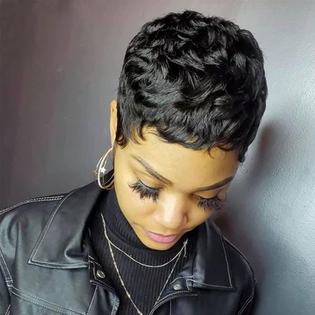Lolely Dream Pixie Bob-Perücke, Echthaar, Naturschwarz, Damen - Bild 1
