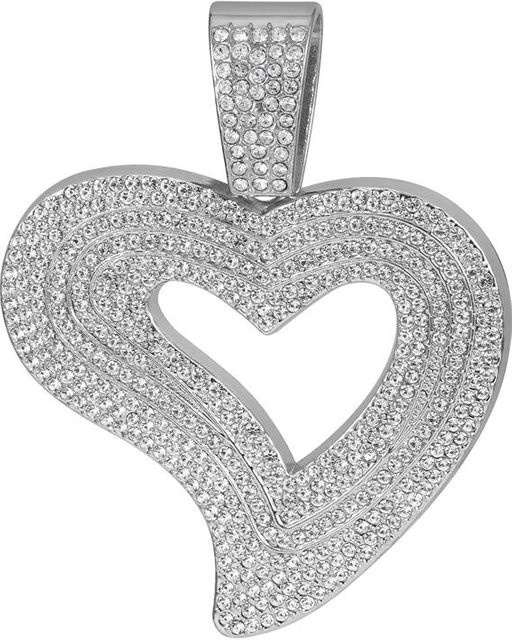 YIRAN Halskette Miami Cuban Kette, Liebesherz Anhänger, Kupfer, gray, Unisex - Bild 1