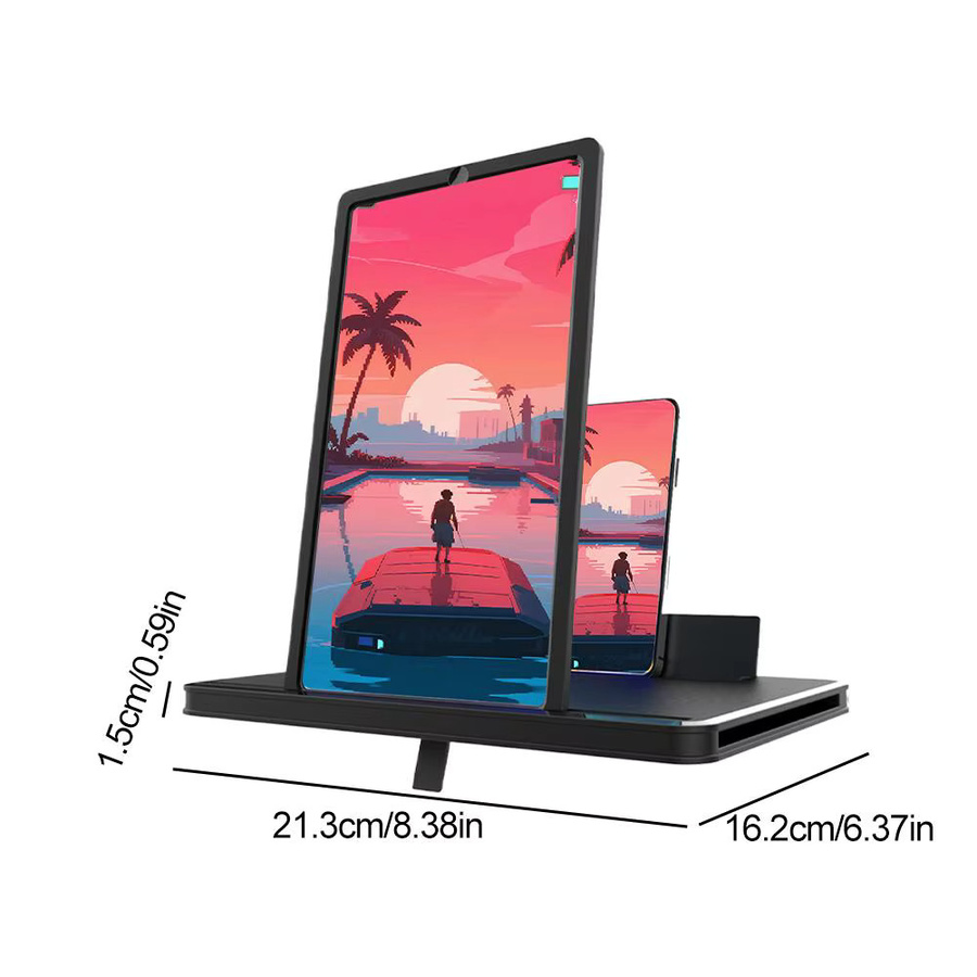 Handy Bildschirm Verstärker 3D HD Video Lupe mit Ständer in Schwarz für 10/12/14 Zoll Smartphones - Bild 6