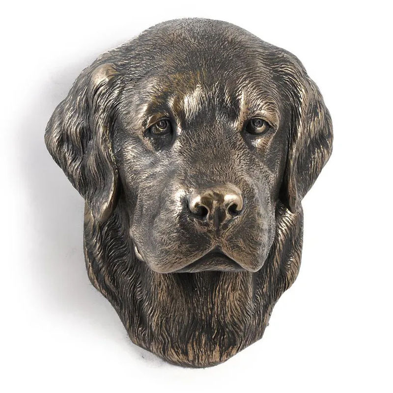 Art-Dog Golden Retriever Hundestatue als hängende Büste aus Kunstharz und Metall in Braun - Bild 4