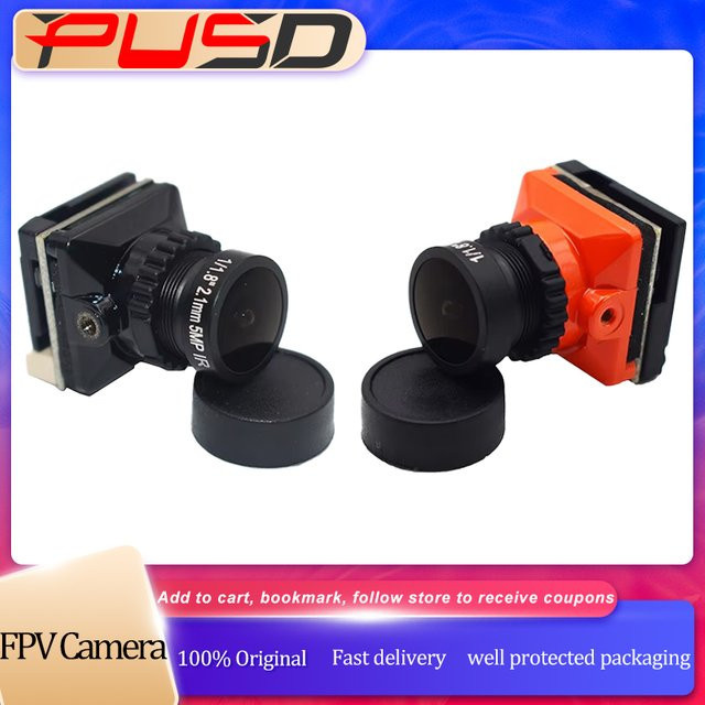PUSD 1500TVL 1/3 CMOS B19 Mini FPV-Kamera mit 2,1mm Objektiv, OSD und 5V-30V Stromversorgung für RC FPV Racing Drohnen in Schwarz und Orange - Bild 1