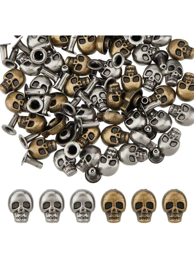 Ohrstecker Totenkopf, Nieten, Metall, 2 Farben - Bild 7