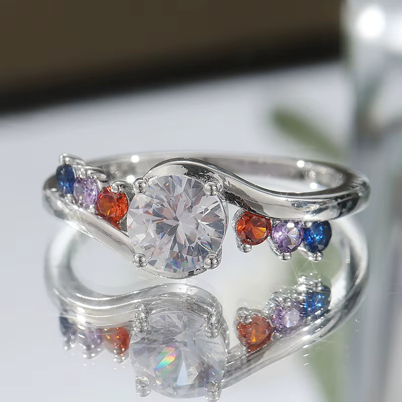 YoYo Ring, versilbert, bunt, Zirkonia, Damen - Bild 3