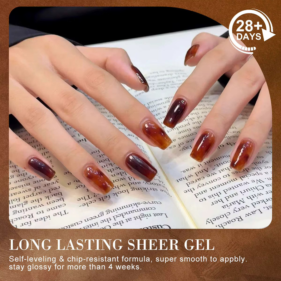 LIMEGIRL Amber Gel Brown Crystal Nagellack, 8 ml, Glänzend - Bild 3
