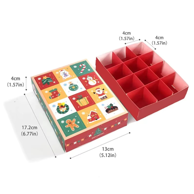 10 Stück Weihnachts Adventskalender Blind Box mit 12 Gittern als Überraschungsbox für Kinder, Mehrfarbig - Bild 3