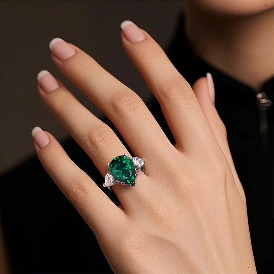 COSYA Ring 925 Silber, Smaragd, Rubin, Moissanit, Damen - Bild 3
