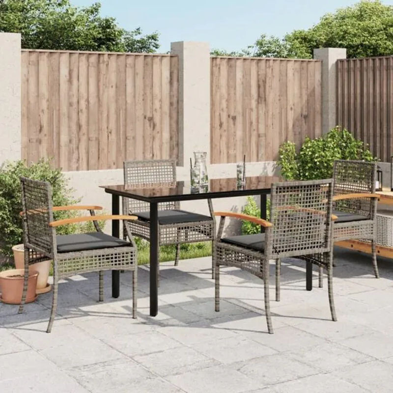 5-tlg. Gartenmöbel-Set aus Polyrattan mit Kissen in Grau von vidaxl - Bild 1