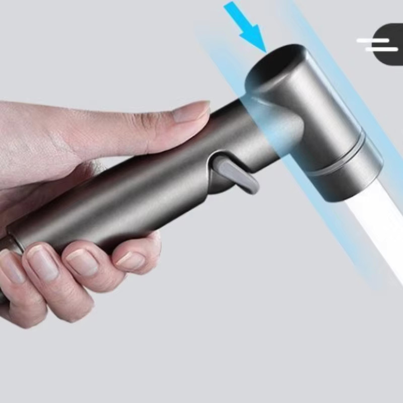Homefish Hand-Hochdruck-Toilettensprüher mit Dual-Modus-Düse in Schwarz aus Metall, Wandmontage - Bild 2