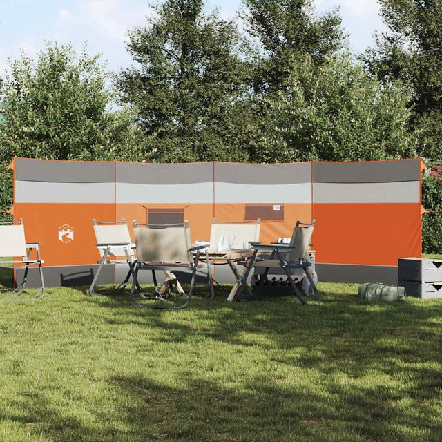 vidaXL Camping-Windschutz aus Polyester in Grau und Orange, wasserdicht, B: 510 cm, H: 153 cm - Bild 2