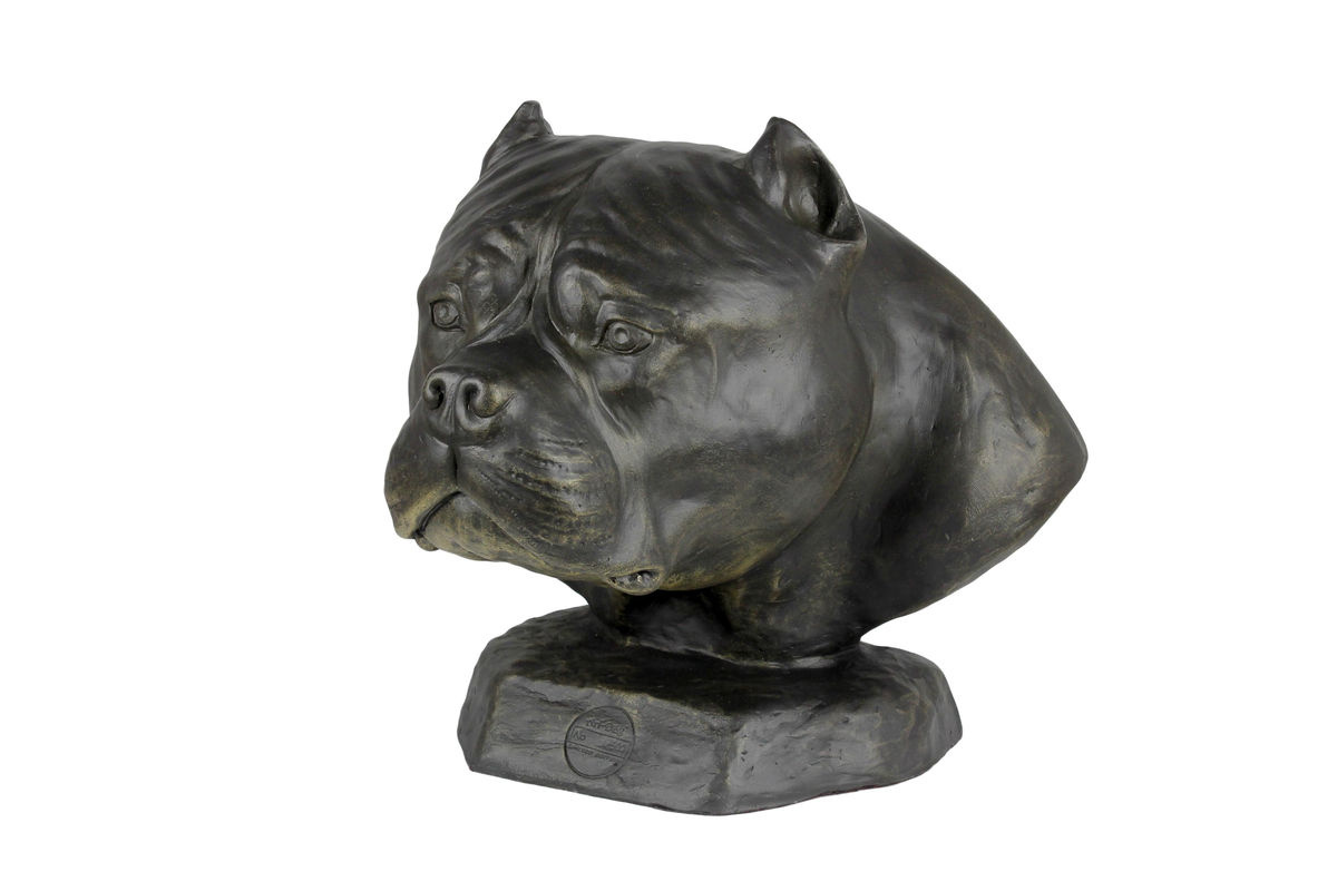 Art-Dog American Bully I Hundebüste aus Kunstharz in Braun zur Dekoration für Garten und Wohnzimmer - Bild 3