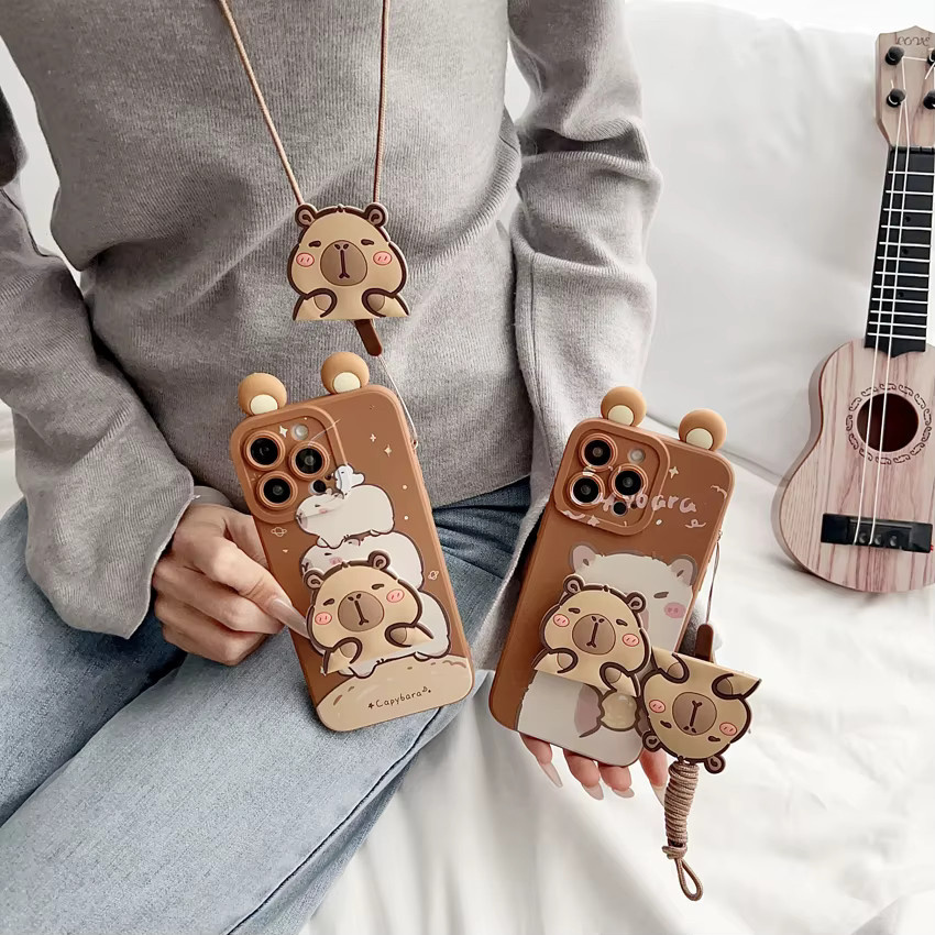 Capybara Handyhülle mit Ornamenten für Samsung Galaxy S8 S9 S10 S20 S21 S22 S23 S24 S25 Plus Ultra FE Note 9 10 20 Ultra in Braun - Bild 2