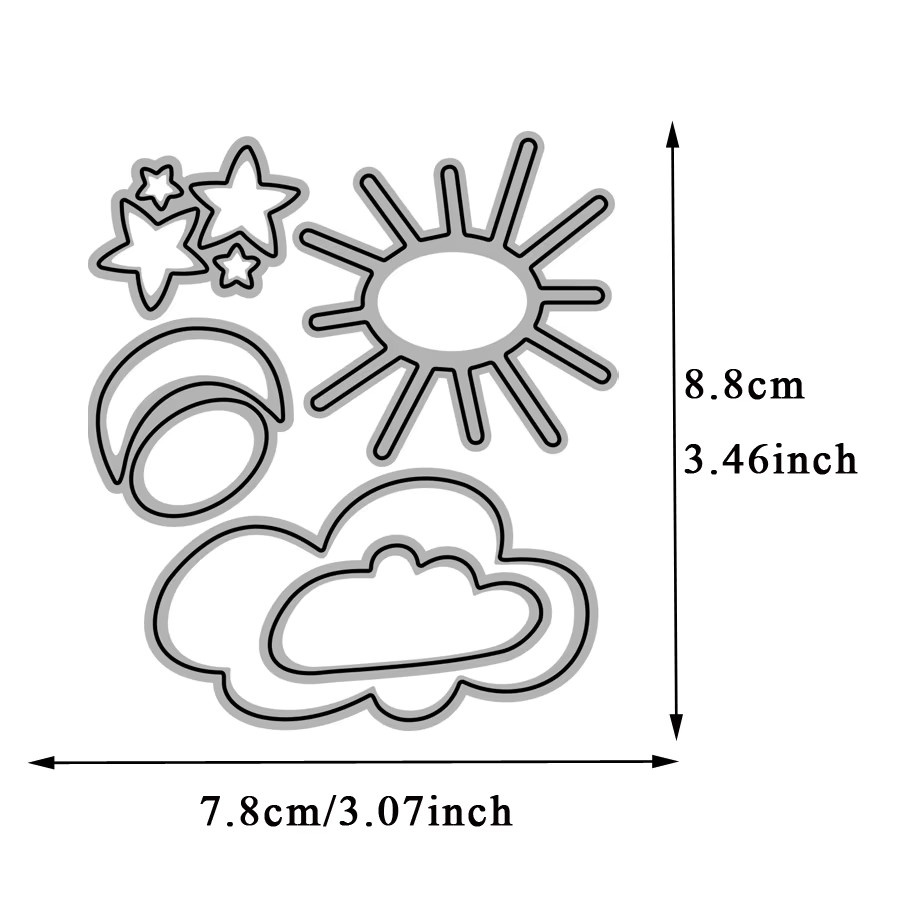 Glückliche Göttin Metall Stanzformen mit Sonne Mond Sternen und Wolken in Silber für DIY Scrapbooking und Papierhandwerk - Bild 3