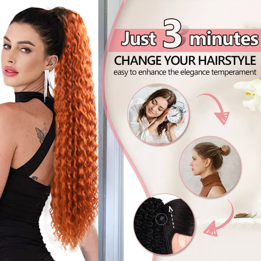 YAKIBEAUTY Haarverlängerung Pferdeschwanz, synthetisch, lockig, Bio-Wasserwellen - Bild 3