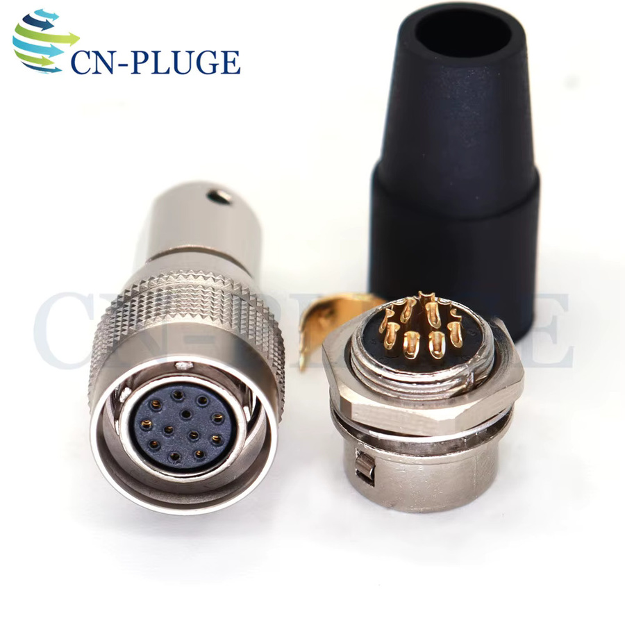 SZYingXian Industriekamerastecker Set HR10A-10P-12S und HR10A-10R-12P mit 12-poligem Stecker und Buchse in Silber - Bild 3