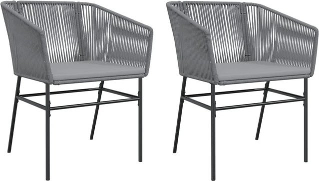 Furnicato Gartenstuhl Set aus 2 Stück in Grau mit Kissen aus PE-Rattan und pulverbeschichtetem Metallgestell - Bild 1