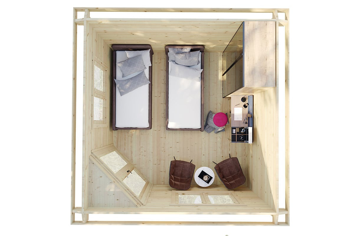 5-Eck-Gartenhaus Fargo A aus Holz mit 44mm Wandstärke, B/T/H: 4 x 4 m - Bild 2